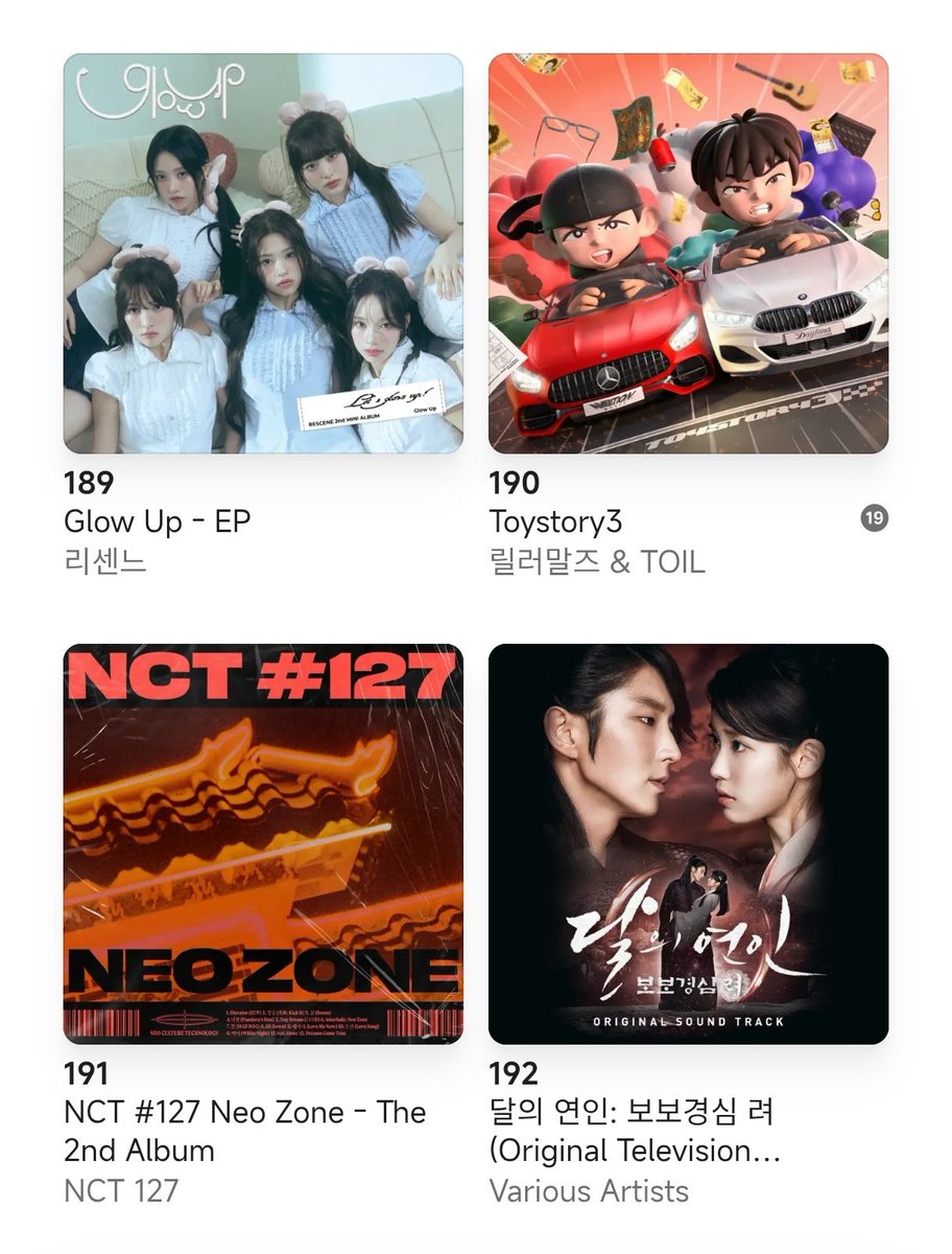 South Korea Apple Music Top 200 Albums 8PM KST General rank 179 +