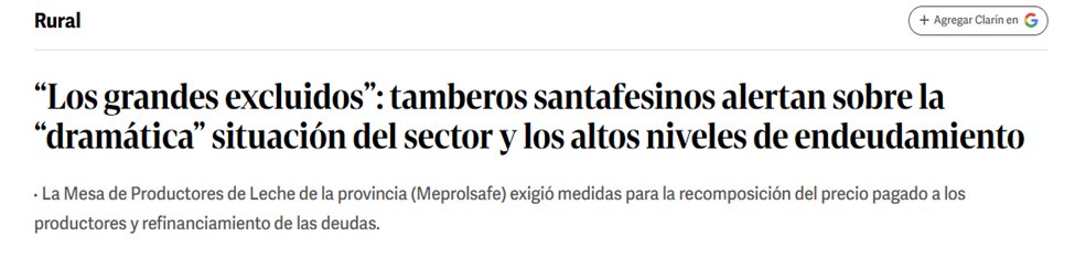 hernanletcher's tweet photo. IGUAL QUE EN LA YERBA MATE, LOS GRANDES PERDEDORES DE LA CADENA LÁCTEA SON LOS PEQUEÑOS PRODUCTORES

Los tamberos santafesinos plantean que son "los grandes excluidos" de la bonanza del sector lácteo. 
Récords de exportación y producción. Pero el precio que recibe el productor cayó 17,7% en términos reales desde noviembre de 2023. 

🔸En mayo 2026, el productor captura apenas el 26,5% del precio de góndola. El peor registro desde 2019.

🔸De cada $1.918 que paga el consumidor en el súper, al tambero le llegan $509 — por debajo del precio de equilibrio ($569 según OCLA). Llevan 5 meses con rentabilidad negativa. 

🔸Con Macri el productor captaba el 32% del precio en góndola, en 2022-2023 subió a 34,7%, con Milei se derrumbó a 27,8%.