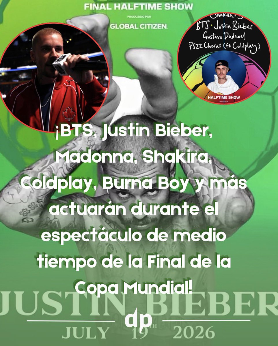 SomosDeportrece's tweet photo. 🚨JUSTIN BIEBER 🇨🇦 cantará en el espectáculo de medio tiempo de la final de la #CopaDelMundo el 19 de julio. 🏆📆⚽️
La #FIFA acaba de ampliar el cartel para el medio tiempo de la GRAN FINAL. 🙌🏻🎤🏟️
#JustinBieber #Mundial #Futbol #DP2026 https://t.co/gY4Mna8gQb