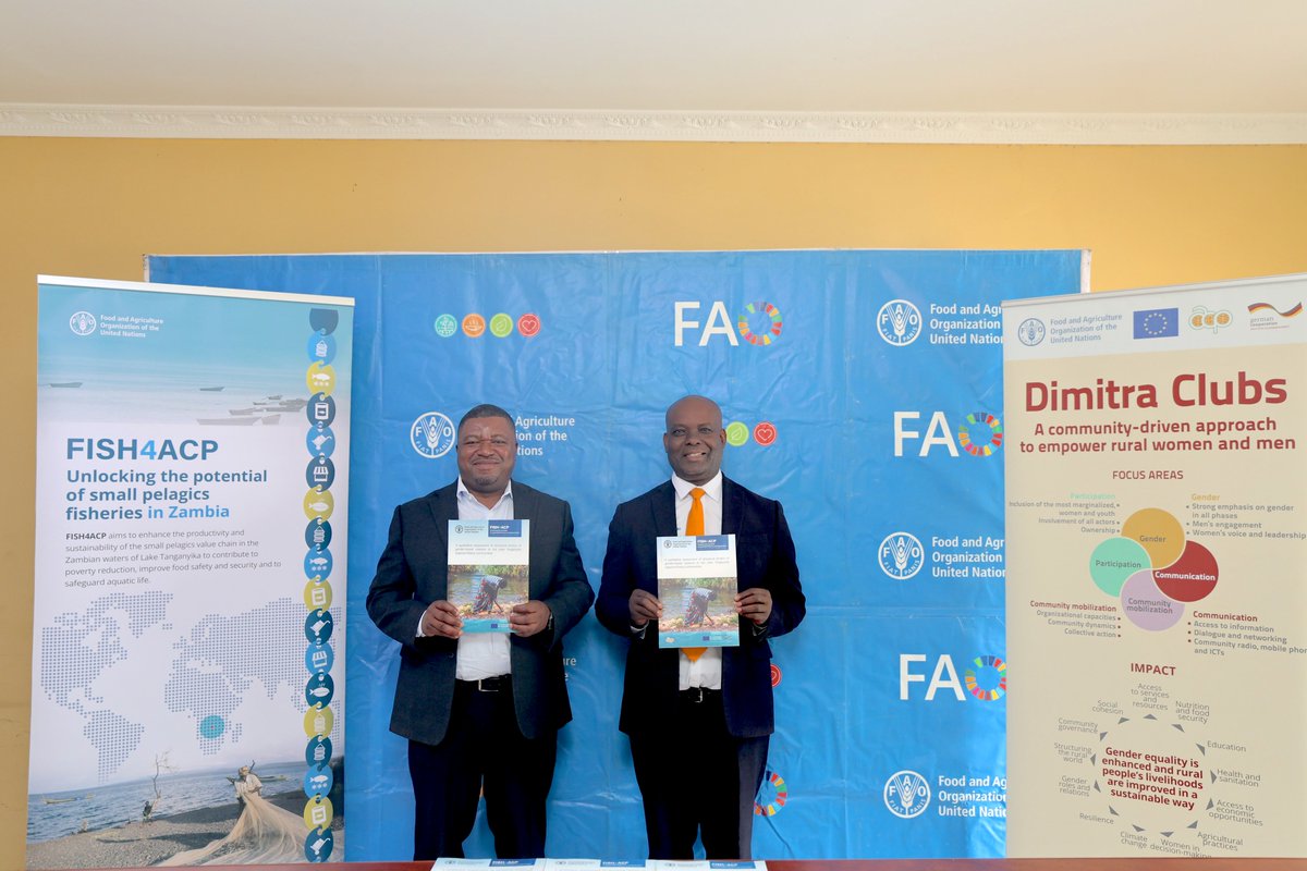 FAOZambia's tweet photo. 🚨Strengthening Action Against #GBV

🇿🇲@FAO handed over the #FISH4ACP report to the Govt of Zambia on drivers of #GBV in Lake Tanganyika kapenta communities.

#FISH4ACP is Funded by @EU_Partnerships  &amp; @BMZ_Bund, implemented with @PressACP 
 
Download: https://t.co/Fuo4WhrJpV https://t.co/IjYULjCxQ8