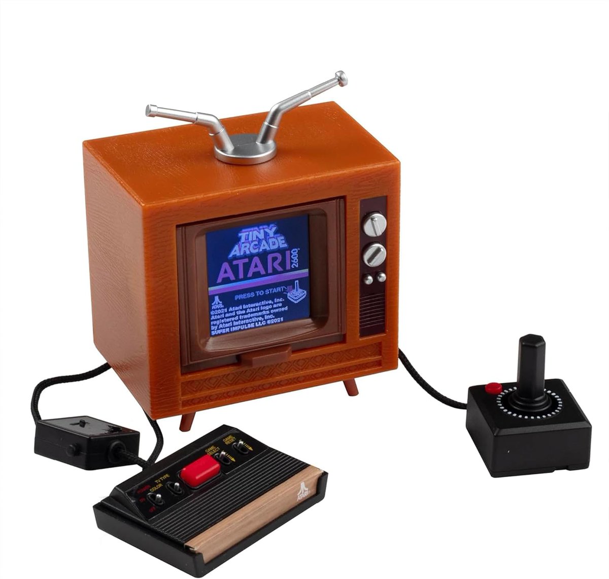 IGNDeals's tweet photo. Tiny Arcade Atari 2600 mini console with mini-TV is on sale for $27.99 at Amazon, 15% off list price. Has 10 built-in games, claims it's the "world's smallest functioning game console." https://t.co/xU5DAO5C6Z #ad https://t.co/ELLljvAdW4