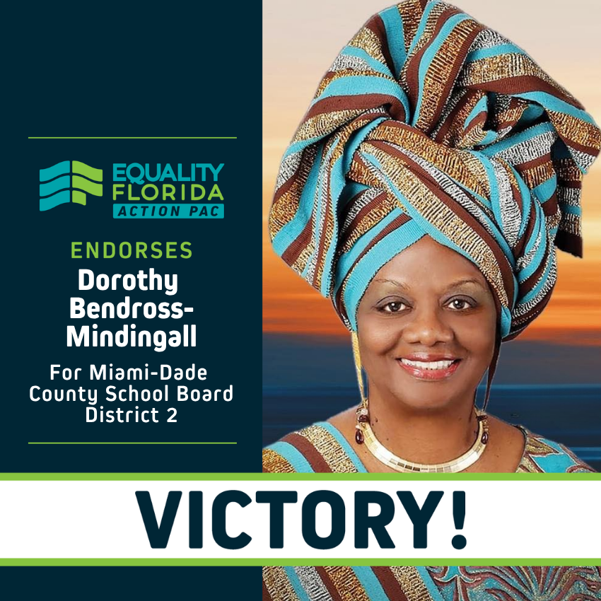 eqfl_actionPAC's tweet photo. Congratulations School Board Member
@DrDBMindingall on your election to the Miami-Dade School Board D2! Your commitment to protecting students and respecting families earned our support. Join us in congratulating School Board Member-Elect Bendross https://t.co/tH92BJFvms