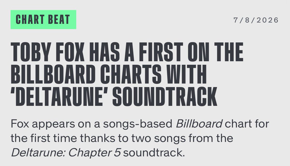 Ursen_'s tweet photo. What do you mean Toby Fox hit number 13 on the billboards LOL??? https://t.co/WZwz2aawXA