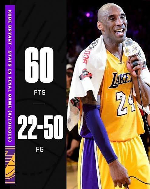 Powerman111mc's tweet photo. @MilliniumPrince @itsbabyt @FastbreakHoops5 The most points scored by a player in their final career game https://t.co/HyEyv6bjnu