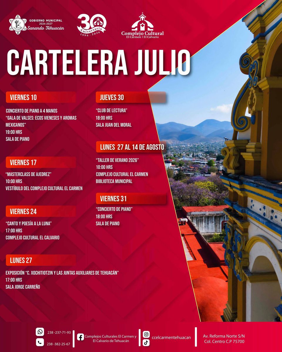 revistapodium's tweet photo. ¡SI ANDAS POR EL CENTRO...!

Y quieres ver los partidos del mundial, aquí la opcion: Complejo Cultural El Carmen Tehuacán, Puebla.

Jue. 9 de julio Francia vs. Marruecos 4:00 p. m. 

Vier. 10 de julio España vs. Bélgica | 3:00 p. m.

Miér. 15 de julio Semifinal 1 3:00 p. m https://t.co/fovXbfrMrZ