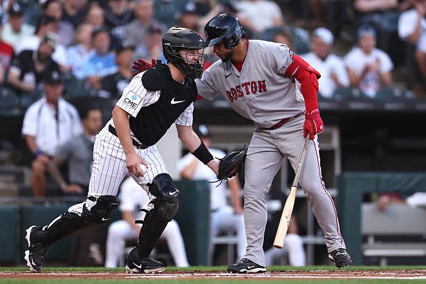 tylermilliken_'s tweet photo. The Red Sox announce that Willson Contreras left the game with a left foot contusion.

Anthony Seigler is out with a right trap contusion. 

The Baseball Gods despise this club. https://t.co/qqB9tDrWZF