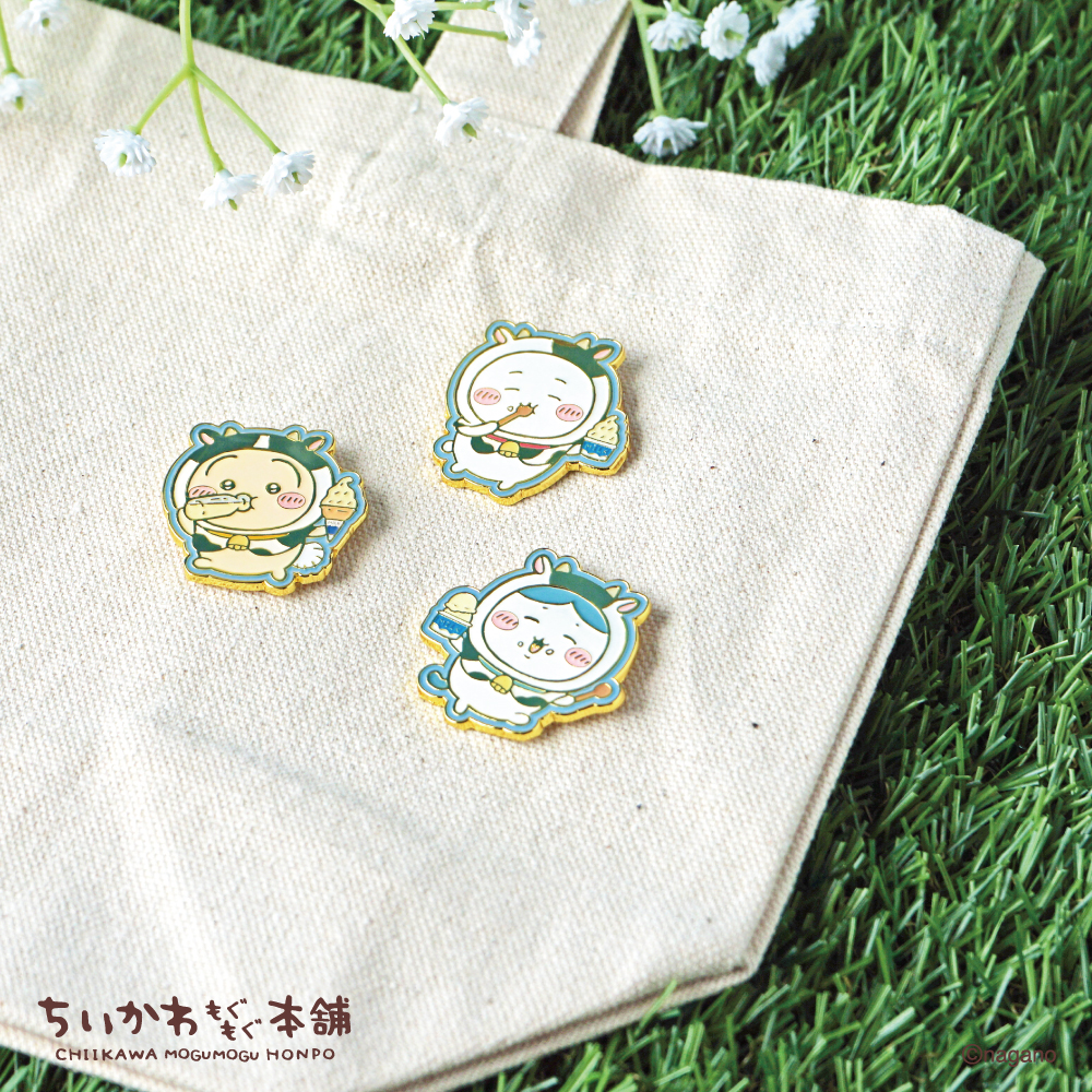 ちいかわ ハチワレ もぐもぐ本舗 小樽限定 ピンバッジ キーホルダー ミルク ちいかわ ハチワレ もぐもぐ本舗 小樽限定 ピンバッジ キーホルダー