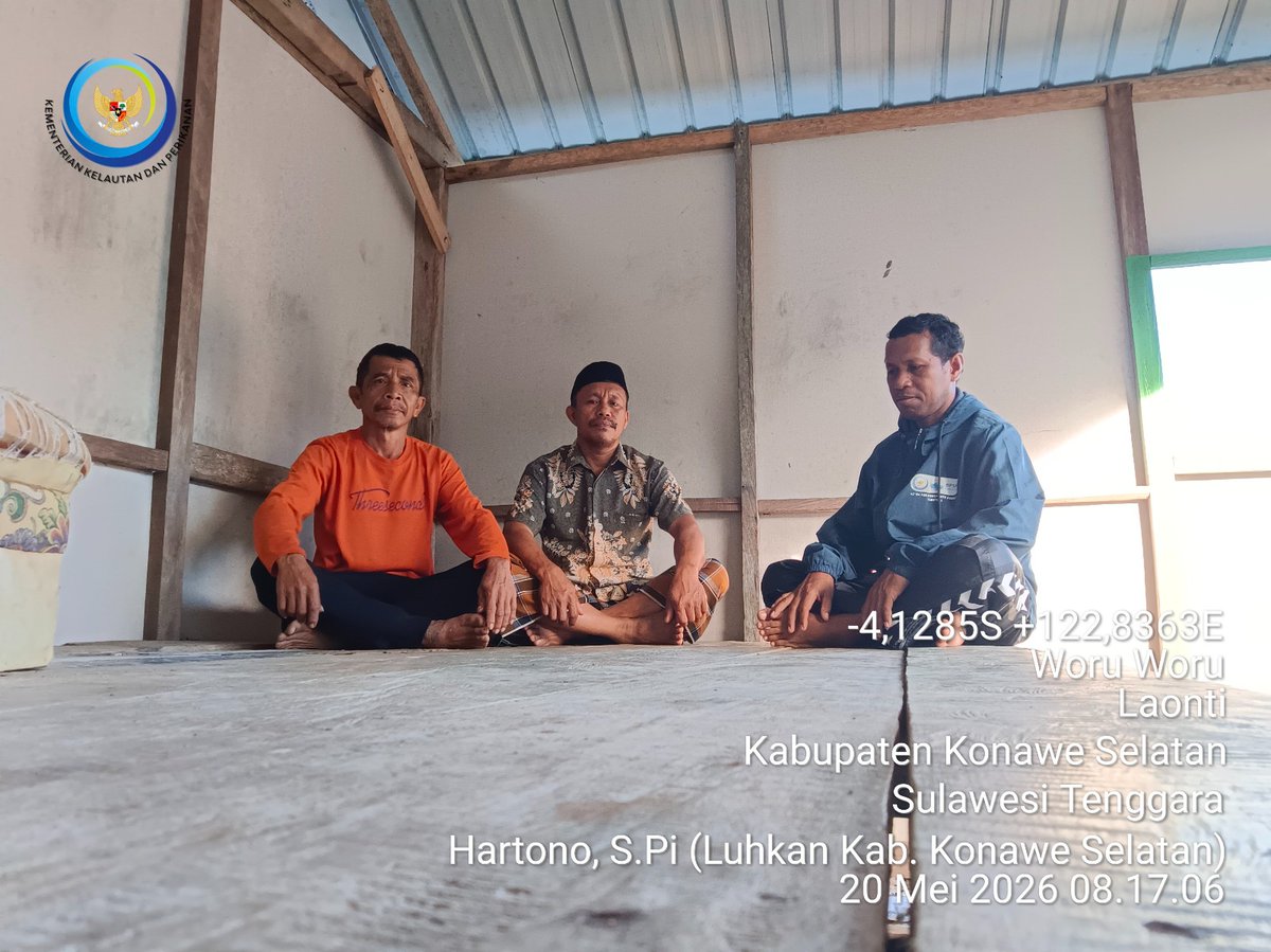 Luhkonsel's tweet photo. Rabu (20/05/2026) Hartono luhkan Konawe Selatan, Sosialisasi Program Laut untuk Kesejahteraan (Lautra) Tahun 2026 pada KUB Setia Bahari Desa Woru Woru Kec. Laonti
#luhkankonsel
#ekonomibiru
#kkpri
#brbapppmaros https://t.co/7avs4pJxvo