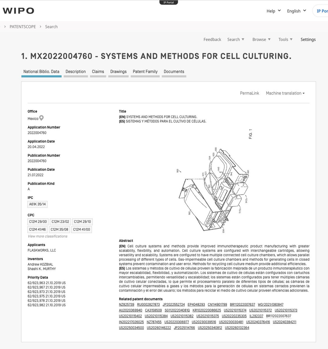 HenryMuney's tweet photo. #Flaskworks patent granted and issued on June 1, 2026: 🇲🇽 MX/a/2022/004760 - "Systems and methods for cell culturing"
https://t.co/OPnKpSWhhu
$NWBO https://t.co/k2iEZxElvr