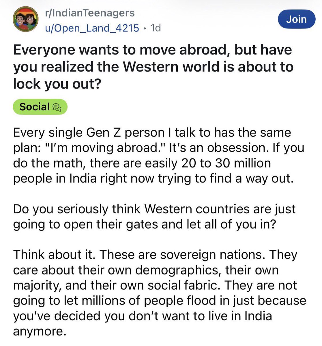 TruthFairy131's tweet photo. Apparently 20-30 MILLION young Indians want to move to the West.

They will just keep coming unless we lock the gates.

We are being colonised by the 3rd world.

They have to go back 😡

Our ancestors did NOT create, build, sacrifice, fight & die for our Nations to become a dumping ground for the 3rd world.

They are mass breeding then are flooding our Nations, consuming our resources & are trying to take over while our own people can’t afford to have children & raise families.

Remigration now.