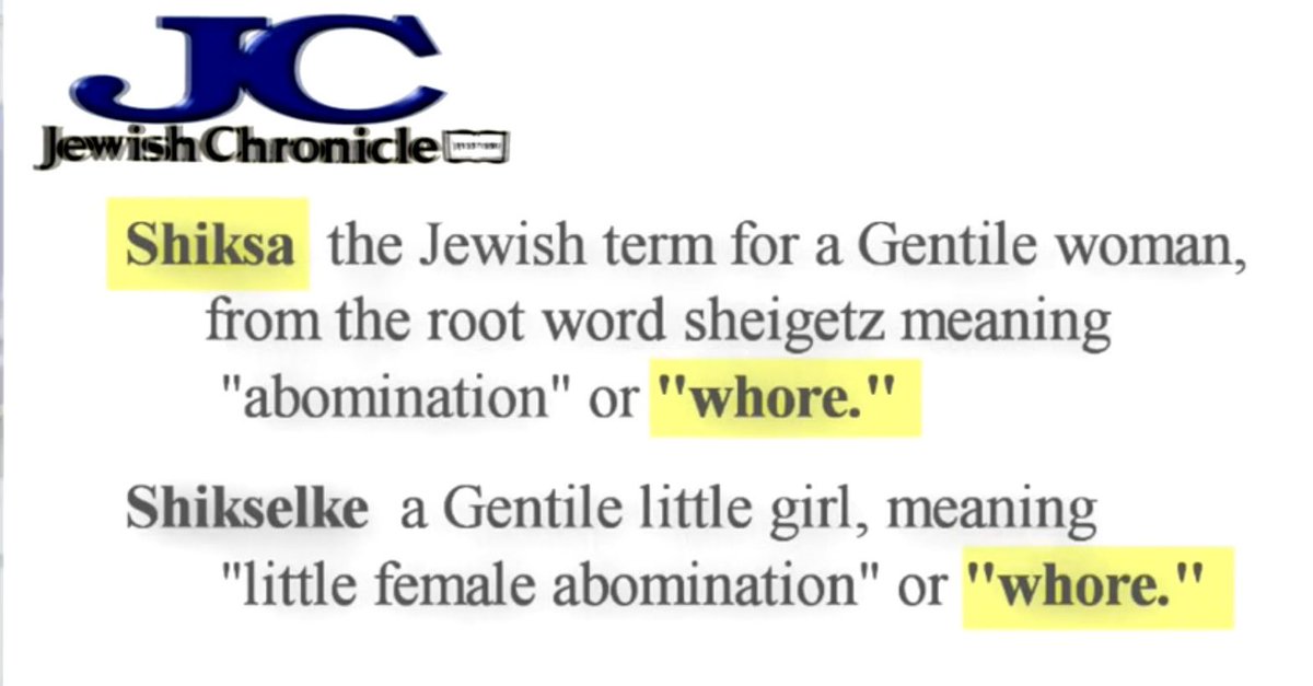 Libertymama888's tweet photo. @BasilTheGreat You literally promote goyslop.  

Why is the Yiddish word for Gentile women derived from whores ? https://t.co/tv3zOeoSUF
