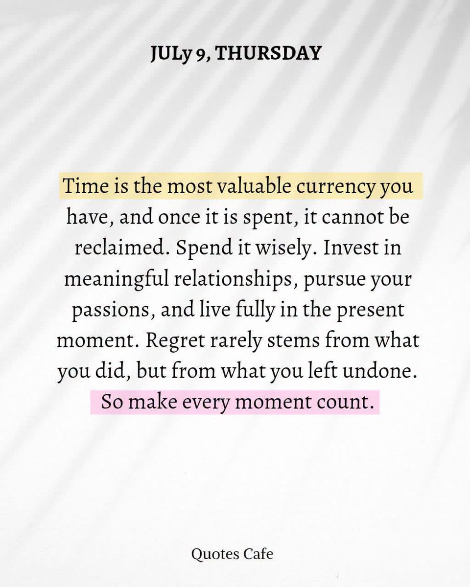 MPHickie's tweet photo. A message for today … 

Time is our most valuable asset—once it's gone, we can't get it back. 

Choose what truly matters, cherish meaningful moments, and make every day count. ⏳✨ #TimeWellSpent #LiveWithPurpose #MakeEveryMomentCount https://t.co/SklfHh1o5L