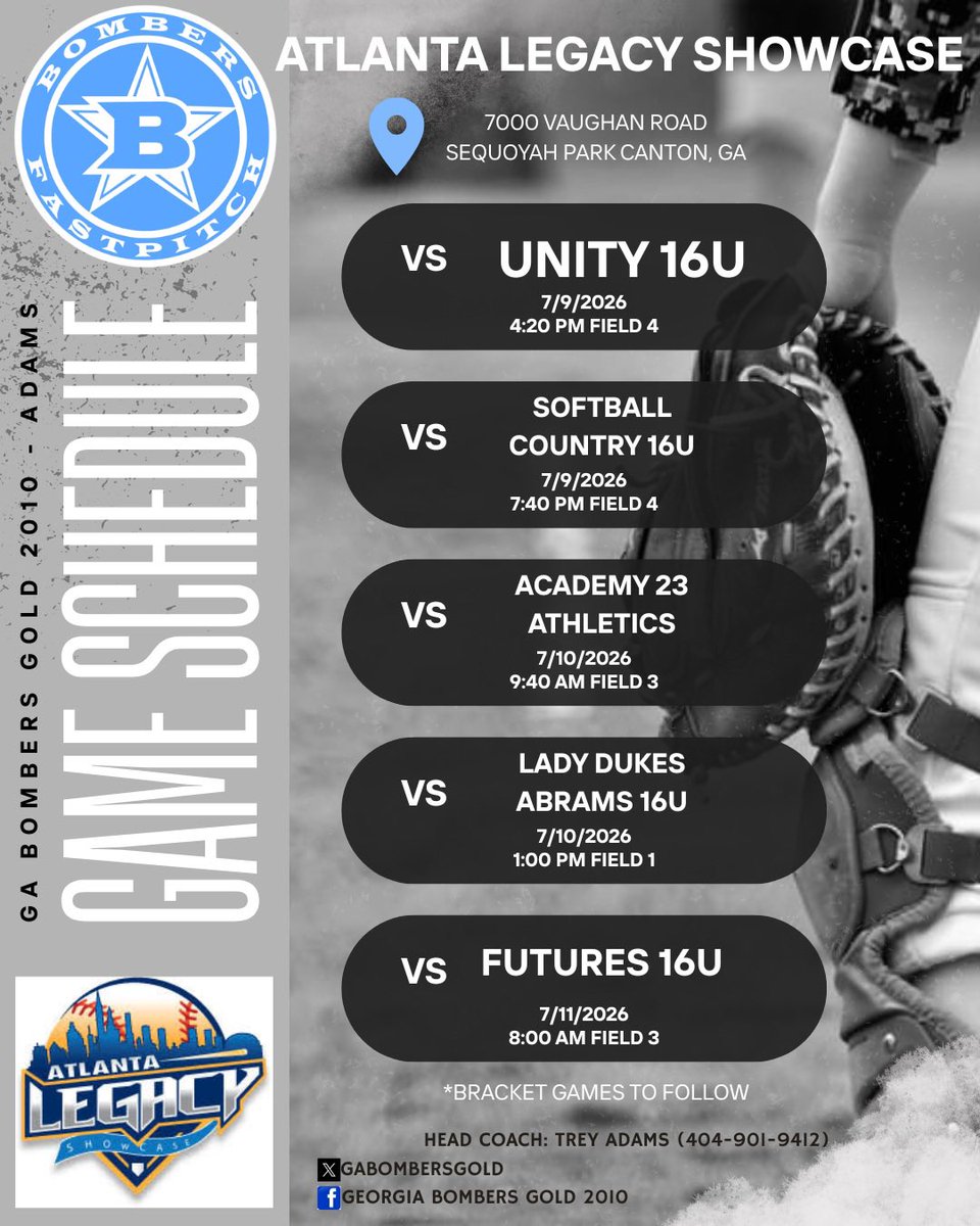 BELLA_SOFTBALL8's tweet photo. I can’t wait to compete in the Atlanta Legacy Showcase this weekend! I am excited for the chance to be able to play in front of some coaches!

@NDsoftball @Coach_pooch @CoachHampton_ @KSUOwlsSB @CofCSoftball @coachcrawford4 @MaggieMrowka 

Here’s my schedule! https://t.co/3UYL387jqI