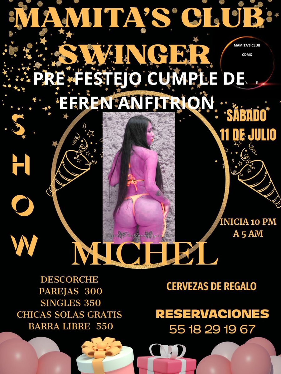 luisito_hm's tweet photo. Nos vemos este fin de semana en @Mamitasclubmex con los prefestejos de nuestro anfitrión EFREN

Shows 
Regalos 🎁
Cervezas y shots de regalos 🍻🥃 
Gran ambiente🥳💃🕺

👉 RESERVACIONES 👈 
📱729 644 0405 https://t.co/3qSaTi3ijc