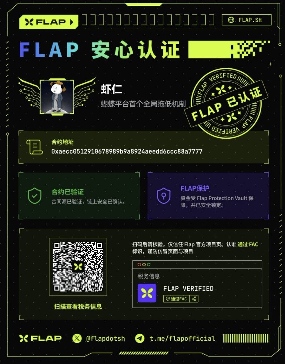 xiaren_bsc's tweet photo. #虾仁 

虾仁已通过蝴蝶平台
FLAP 安心认证 https://t.co/ykl8L8jTxo