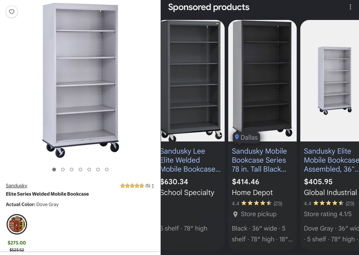 thedealsguy_'s tweet photo. 🚨 MOBILE STEEL BOOKCASE DEAL!

Grab this Sandusky Elite Series Welded Mobile Bookcase for $275 (Reg. $523.52) — that’s $248 OFF!

Comparable models are still selling for $400-$600+ at Home Depot and other office furniture retailers.
https://t.co/BAwq2XxuhP

#WalmartPartner #ad https://t.co/DcleyVN6oz