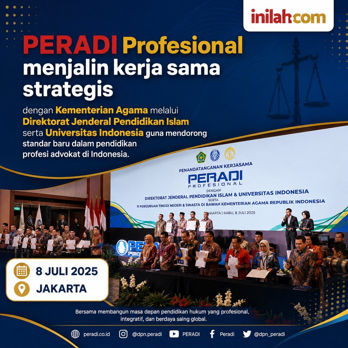 andinaviol's tweet photo. MoU Peradi Profesional bersama Kementerian Agama melalui Ditjen Pendidikan Islam dan Universitas Indonesia menjadi langkah strategis dalam membangun standar baru pendidikan profesi advokat. #KolaborasiPeradiProfesional #SambutanHarrisArthurHedar https://t.co/HBAnNYvObm