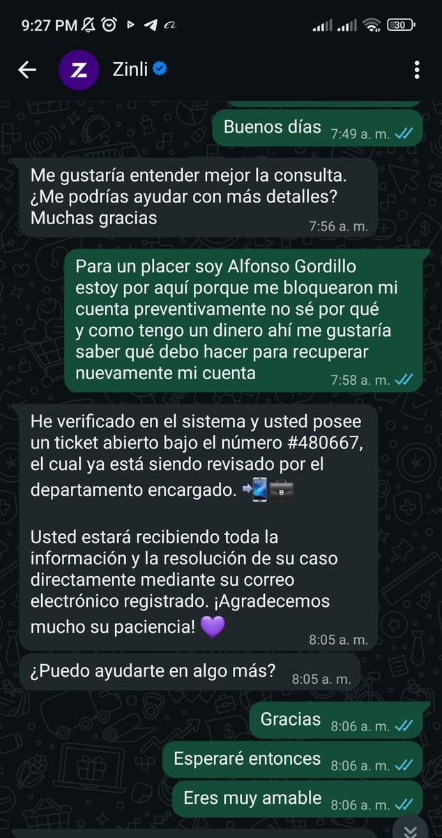 sonyalfonso's tweet photo. @SomosZinli Yo le he escrito varias veces por correo y por chat y me dicen que tengo una orden , aquí les dejo el capture, pero no dicen nada más , yo solo quiero resolver esta problemática que me aqueja, estaré atento a su mayor colaboración https://t.co/ClG0F3twhU