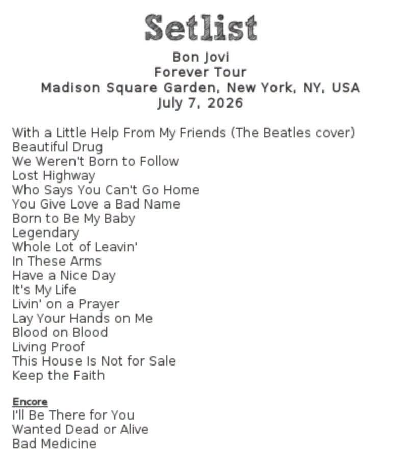 PogotaConcerts's tweet photo. Anoche
Bon Jovi regreso a los escenarios en el Madison Square Guarden en NY .
Así fue el Setlist del show
#Noticias #Comparte #Apoya https://t.co/BtiTRWKauU