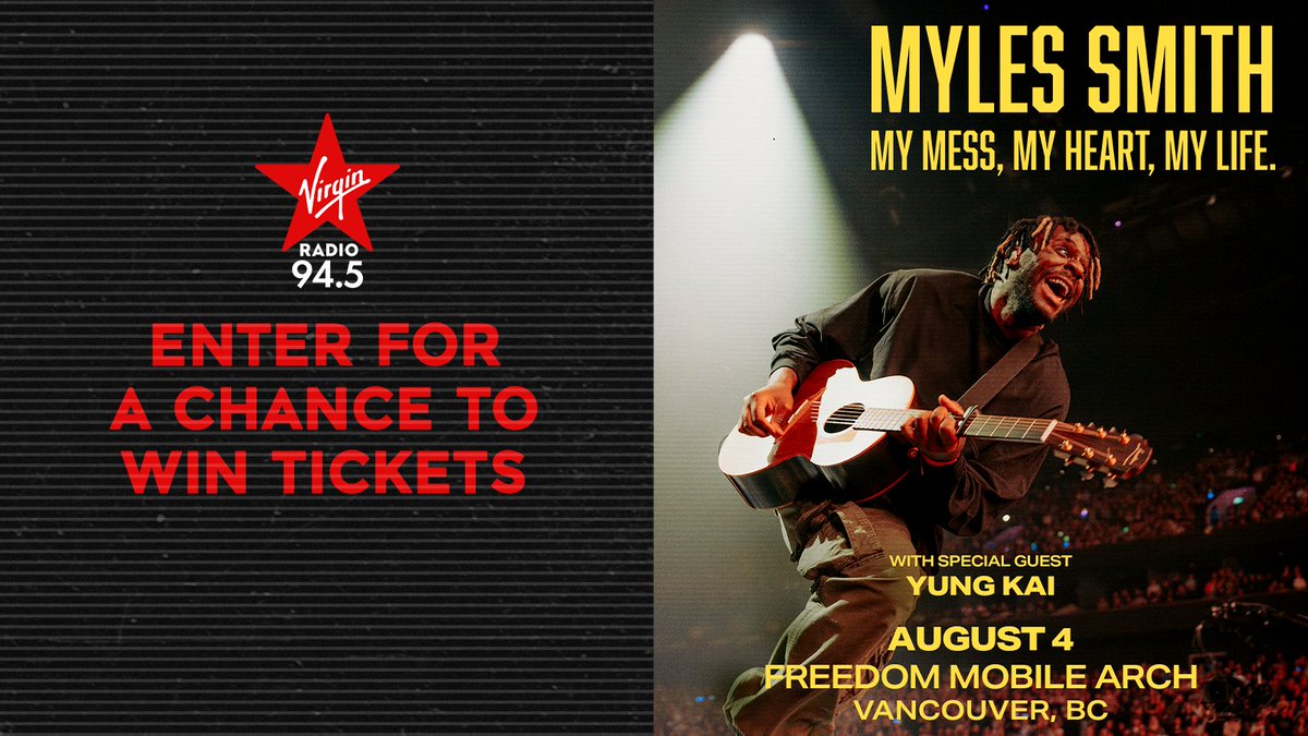 VirginRadioVan's tweet photo. 🎵 CONTEST ALERT! 🌟

@MylesSmithUK's My Mess, My Heart, My Life Tour comes to the Freedom Mobile Arch on Tuesday, August 4th! 💙

We’ve got your LAST CHANCE to win a pair of tickets to the show to end your August Long Weekend the *right way*: https://t.co/yff1LTbDSB https://t.co/IBQAJKUcp8
