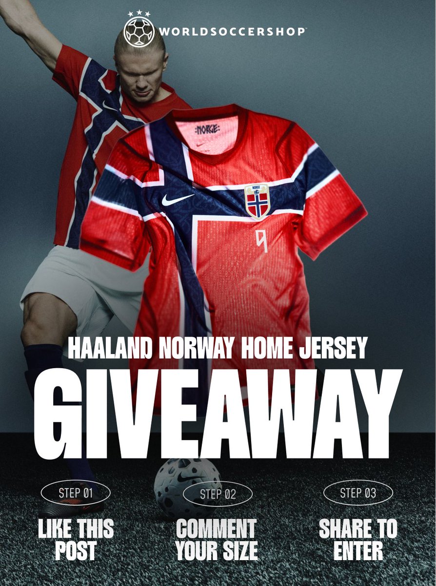 WrldSoccerShop's tweet photo. 🚨 GIVEAWAY 🚨

Haaland has Norway dreaming of a first-ever FIFA World Cup 2026™ semi-final.

Ahead of Norway vs. England, we're giving away an official Erling Haaland Norway Home Jersey. 🇳🇴

⚽ Like this post
💬 Reply with your size
📲 Share to enter

Want to complete your Norway fan look? Visit this link: https://t.co/7IYbi8Wihf