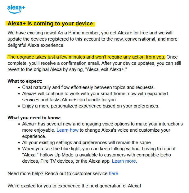 MarathiYogi's tweet photo. @AmazonAlexa is now forcing Alexa+ (AI bullcrap) on its @amazon Prime members. 
With what authority are you changing settings on "MY" device that I paid for?
Will be consulting an attorney for violations. https://t.co/tZxgiy622x