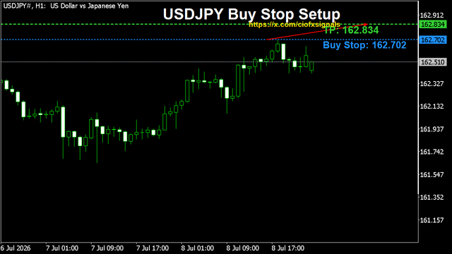 ciofxsignals's tweet photo. #USDJPY is showing a potential buy opportunity.
I will wait for the trigger before treating this as active.
#Forex #TechnicalAnalysis
Buy Stop Entry: 162.702
Target: 162.834 https://t.co/eaoQnvr0UG