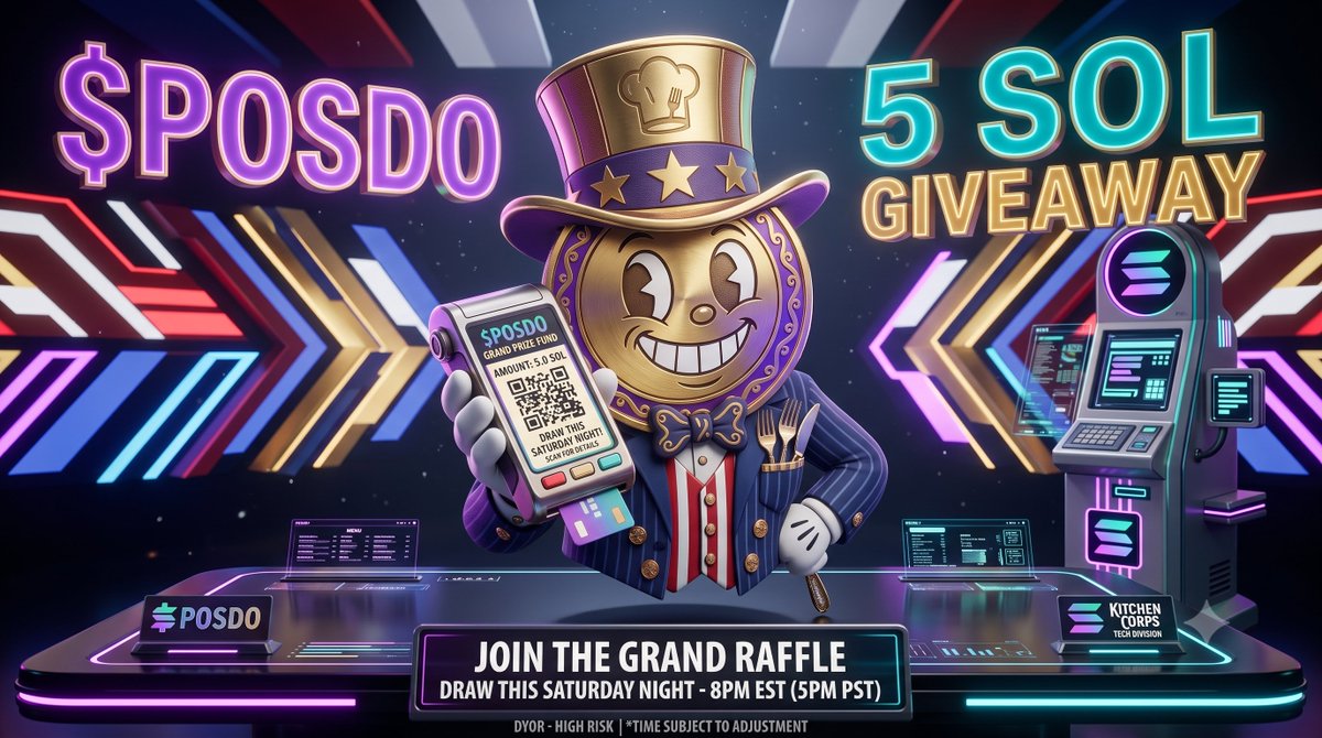 HelloPosdo's tweet photo. ⚡ 5 SOL ($POSDO) GIVEAWAY ⚡
The #1 restaurant house coin on Solana is leveling up. Let's feast! 🍽️🪙
To win:✔️ Follow @HelloPosdo  ✔️ RT & Like ✔️ Comment  your favorite thing about $POSDO
🏆 Winner announced LIVE this Saturday!
JOIN to the Oficial Telegram https://t.co/Xjcj7IceKY
DYOR / NFA
#Crypto
#Memecoins
#CryptoGiveaway
#Web3
#Blockchain
#CryptoCommunity
#PumpFun