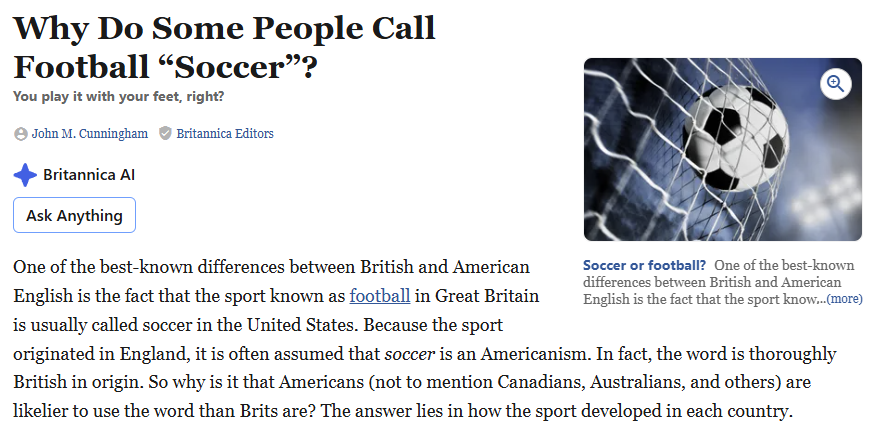 pminstrell's tweet photo. @LangmanVince "Real football"? You hardly play the game with your feet in America. The real football game was defined by name in the UK in 1863 (English FA). Soccer is a 19th century English slang (coined by university students) abbreviated name taken from association "soc" with "er" suffix https://t.co/dJWzpFEBA0