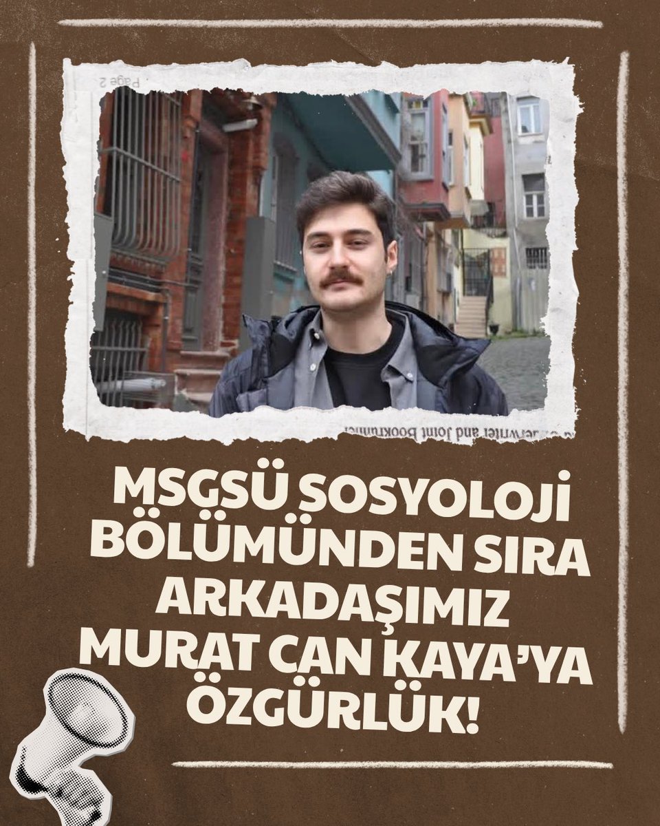 PolitikBaykuss's tweet photo. 🚨MSGSÜ Sosyoloji bölümünden sıra arkadaşımız Murat Can Kaya’ya Özgürlük! 

Halkların katili NATO’ya karşı direndiği için günlerdir gözaltında tutulan sıra arkadaşımız Murat Can Kaya hukuksuzca tutuklandı.

Üniversitelileri gözaltılarla tutuklamalarla yıldıramazsınız. 

68’lerden aldığımız mirasla antiemperyalist mücadelemizi kampüsten sokağa büyütmeye devam edeceğiz!