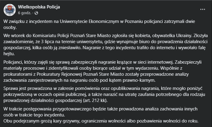 lkwarzecha's tweet photo. Policja na usługach obywateli Ukrainy ściga groźnych bandytów z art. 212. Podziwiam, bo można chyba na palcach jednej ręki policzyć, ile razy do zatrzymywania z 212 ruszała policja, a co dopiero tak błyskawicznie. https://t.co/GgPNAcna4H