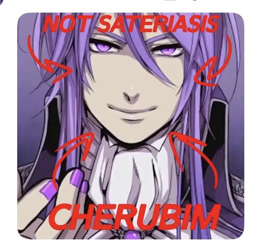 shoujok3shigomu's tweet photo. Maybe I’m the only one but there have been times where after I call Venomania “Sateriasis” I get people being like “erm actually his name is CHERUBIM. SATERIASIS is his BROTHER” and it pisses me off so much like YES. I KNOW. THE OFFICIAL CONTENT STILL CALLS HIM SATERIASIS. https://t.co/1lOcOP42cl