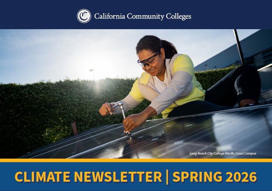 CalCommColleges's tweet photo. Building a more sustainable future starts with creating more opportunities for students. Read our latest climate newsletter for highlights of how @CalComColleges are preparing students for a changing world through education, innovation &amp; partnerships: https://t.co/BdsVBit5I6. https://t.co/mhuH7IRM7V