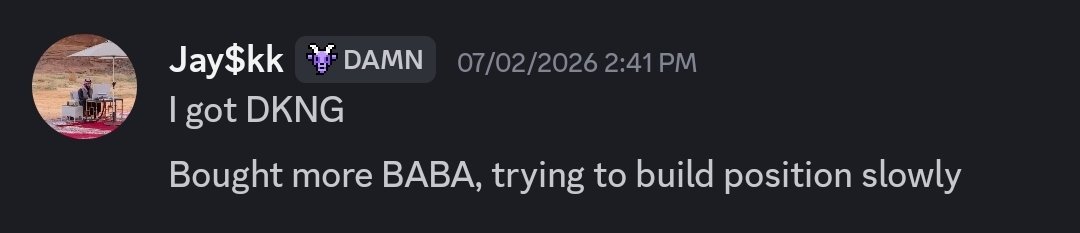 jykpry's tweet photo. $DKNG and $BABA spotted last week. Super busy day to post the update but IYKYK. $DKNG got pump with Michael Burry's endorsement. https://t.co/sb8bFsaCiY