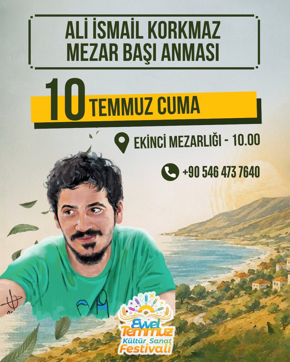 evveltemmuzksf's tweet photo. Evvel Temmuz Gençliği olarak Ali İsmail Korkmaz’ın ölümünün 13. yılında mezarı başında olacağız. Ali İsmail’in anısını yaşatmaya devam edeceğiz!

Armutlu’dan Taksim’e sürüyor mücadele! Ali İsmail Korkmaz Ölümsüzdür!

#aliismailkorkmaz https://t.co/tTWM6mSQml