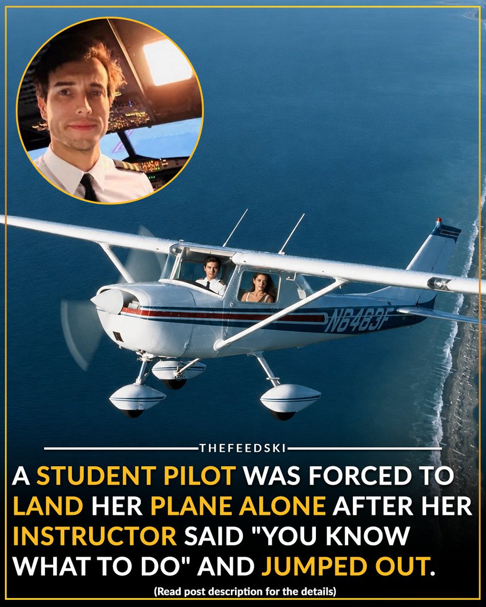 TheFeedskiVids's tweet photo. 22-year-old Rosario, a student pilot, was on a routine training flight in a Cessna C-150 over the countryside near Córdoba, Argentina, with her instructor, 42-year-old Leandro Andrés Bertazzo.

Then, mid-flight, Bertazzo removed his headset, arranged his belongings, and unbuckled his seatbelt. He turned to his student and said, "you know what to do." Then he jumped.

She kept her composure, reached for the radio, and contacted her flight school on the ground. Instructors there talked her through it. She then brought the plane down herself, and by all accounts made a perfect landing.

The flight school director confirmed she had handled the situation with extraordinary calm given the circumstances, describing her landing as flawless. She was shaken but unharmed.

Bertazzo's body was found in a field roughly 15 to 20 minutes later. His father told local media he had been going through a very difficult period and had recently consulted a psychiatric clinic.
