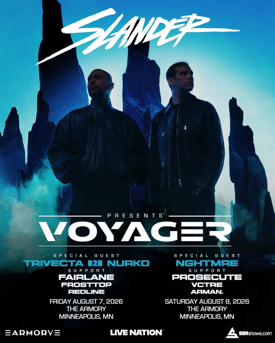 ArmoryMn's tweet photo. 🚨SUPPORT ADDED FOR SLANDER 🚨

We'll see you in LESS THAN 1 MONTH for two nights of Slander featuring two STACKED lineups! Tickets and Armory Premium are available at https://t.co/Q9266dHkt2. Don't wait! Lock in your spot ASAP 🤘🏼

More info @ https://t.co/Q9266dHkt2 https://t.co/HkE7iXpyui