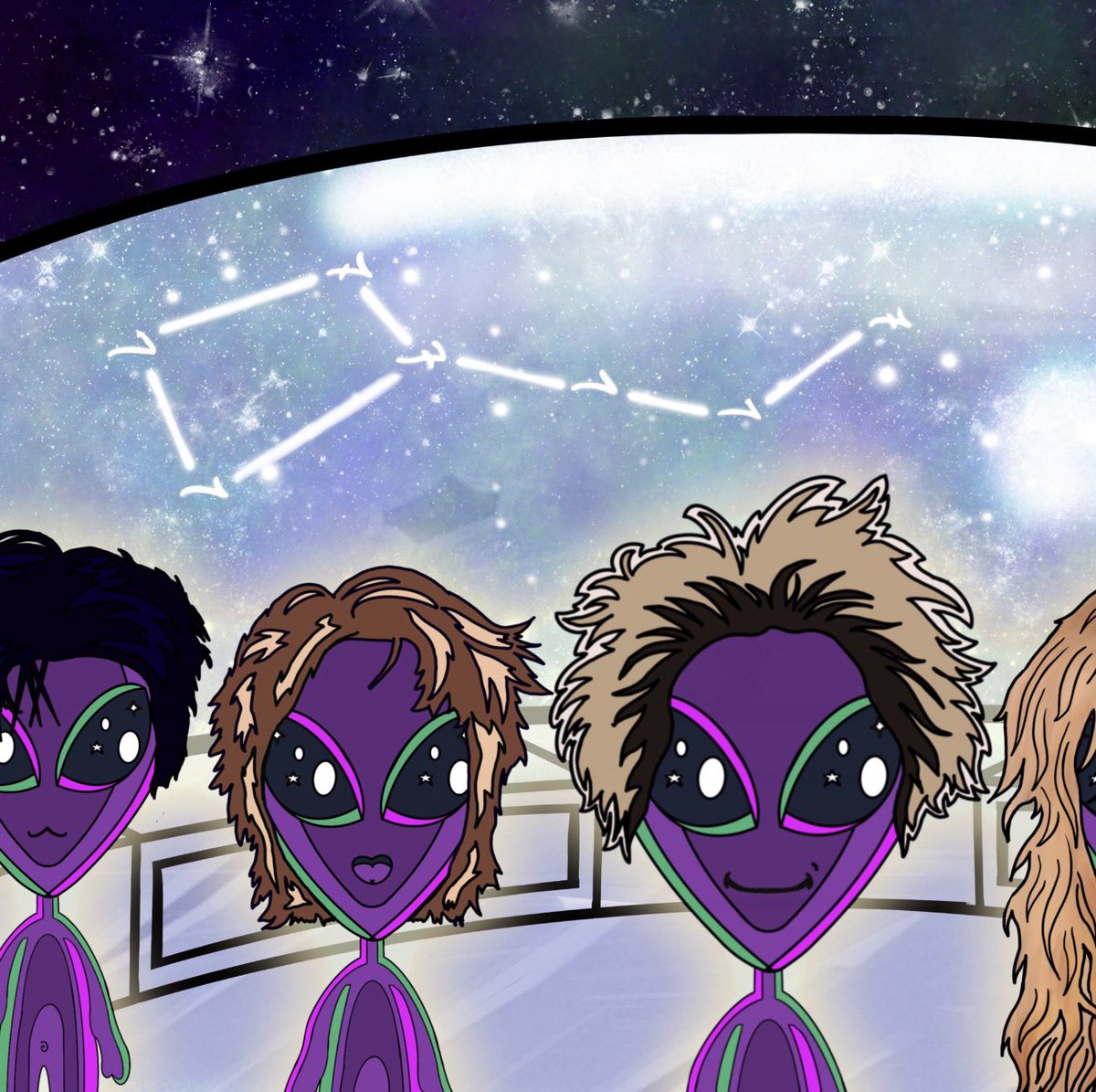 BoraHausEtsy's tweet photo. finally, before we move on to the aliens themselves, what would a galaxy be without its constellations? enter: their 7 tattoos as the Big Dipper in the window of the spaceship. 💜

#bts #btsfanart #artmy

⬇️ https://t.co/eNL0v9vBEW