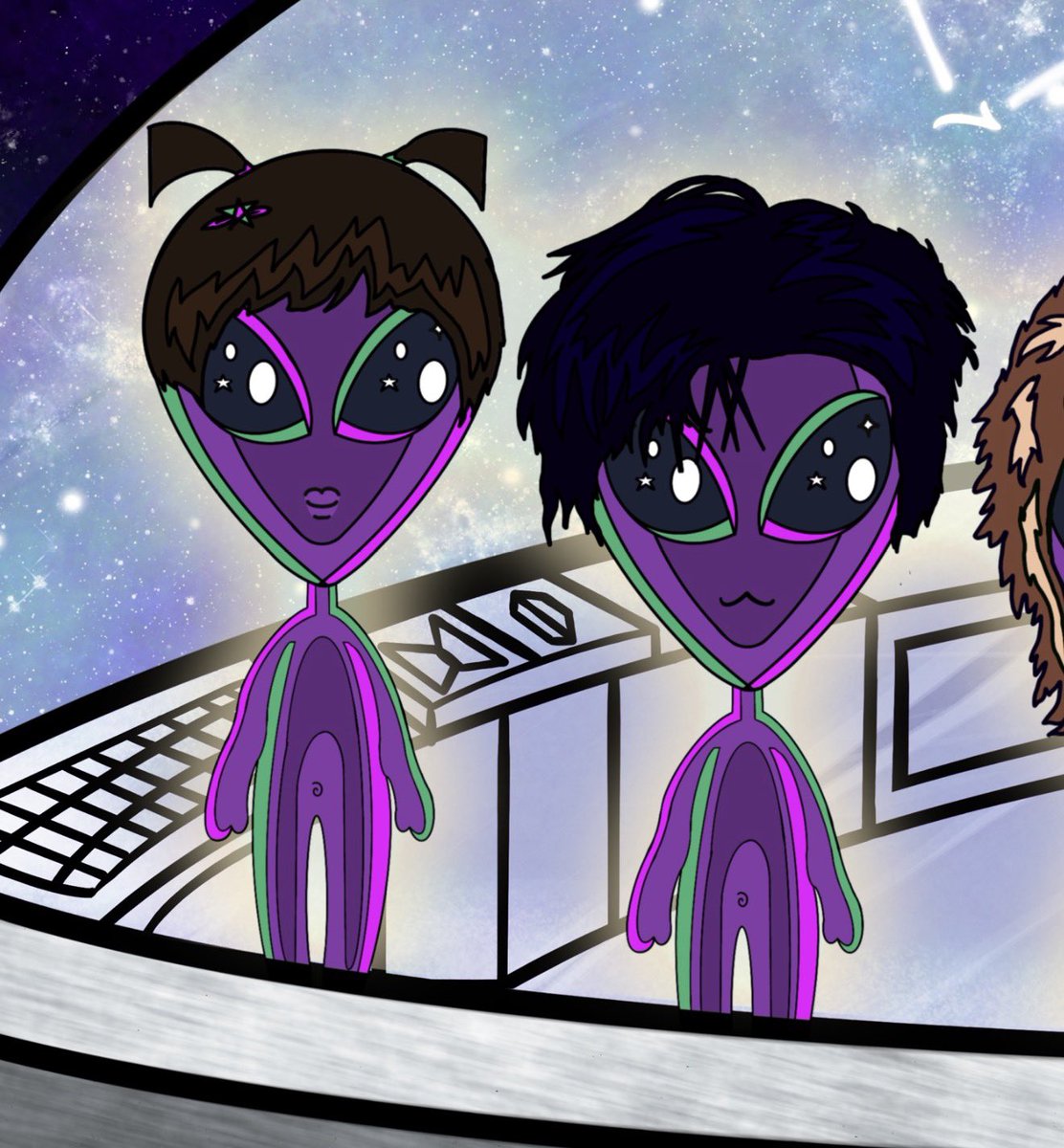 BoraHausEtsy's tweet photo. w the spaceship design being abstract in this element, wanted to make BTS + ARMY logos appear again, both in background of aliens in the window. in b/w jin + yoongi on the left, + in b/w tae + jk on the right, i made the computer elements be the logos.

#bts #btsfanart #artmy

⬇️ https://t.co/aLMPCPzrAq