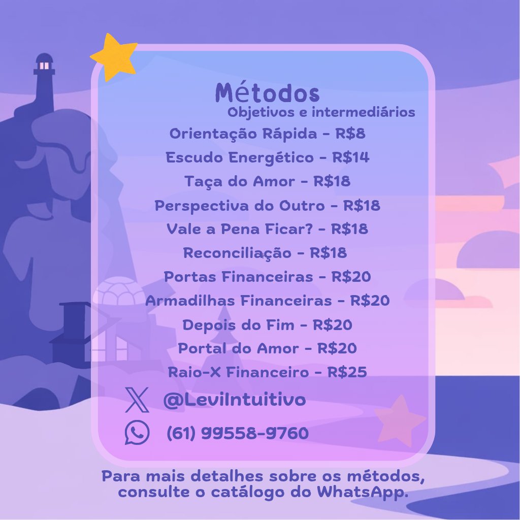LeviIntuitivo's tweet photo. ✨ TABELA DE PREÇOS ✨
💌 Leituras através do WhatsApp por áudio ou por escrito.
🔮 Sinta o chamado e se permita enxergar além do agora.

https://t.co/wzgF2LM0pT https://t.co/GBsbQ91LEm