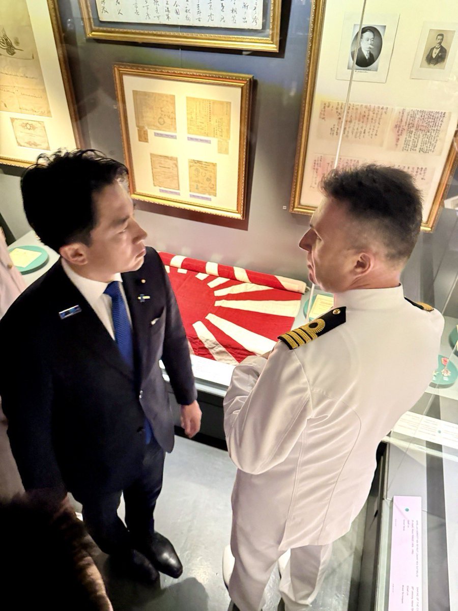 shinjirokoiz's tweet photo. アンカラでの日程を終えて、イスタンブールではトルコ海軍の海事博物館を視察しました。目的は、エルトゥールル号関連の展示を見ること。日本とトルコの友好と親善を語る上で不可欠な歴史でもあります。今日発見したのは、私の地元横須賀にある戦艦三笠との繋がりです。エルトゥールル号の乗員をトルコに送るために「比叡」と「金剛」という船が活躍しましたが、海事博物館の模型の名入り木札は戦艦三笠の甲板に使われていたチーク材の一部とのこと。日本とトルコの歴史に地元の横須賀がこのような形で繋がるとは…。ご案内してくださったトルコ海軍の皆さん、ありがとうございました！