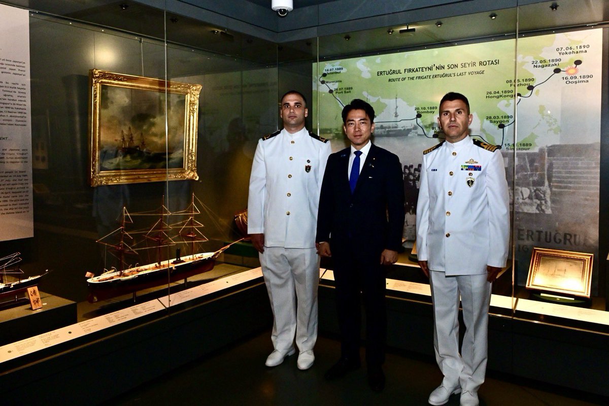 shinjirokoiz's tweet photo. アンカラでの日程を終えて、イスタンブールではトルコ海軍の海事博物館を視察しました。目的は、エルトゥールル号関連の展示を見ること。日本とトルコの友好と親善を語る上で不可欠な歴史でもあります。今日発見したのは、私の地元横須賀にある戦艦三笠との繋がりです。エルトゥールル号の乗員をトルコに送るために「比叡」と「金剛」という船が活躍しましたが、海事博物館の模型の名入り木札は戦艦三笠の甲板に使われていたチーク材の一部とのこと。日本とトルコの歴史に地元の横須賀がこのような形で繋がるとは…。ご案内してくださったトルコ海軍の皆さん、ありがとうございました！
