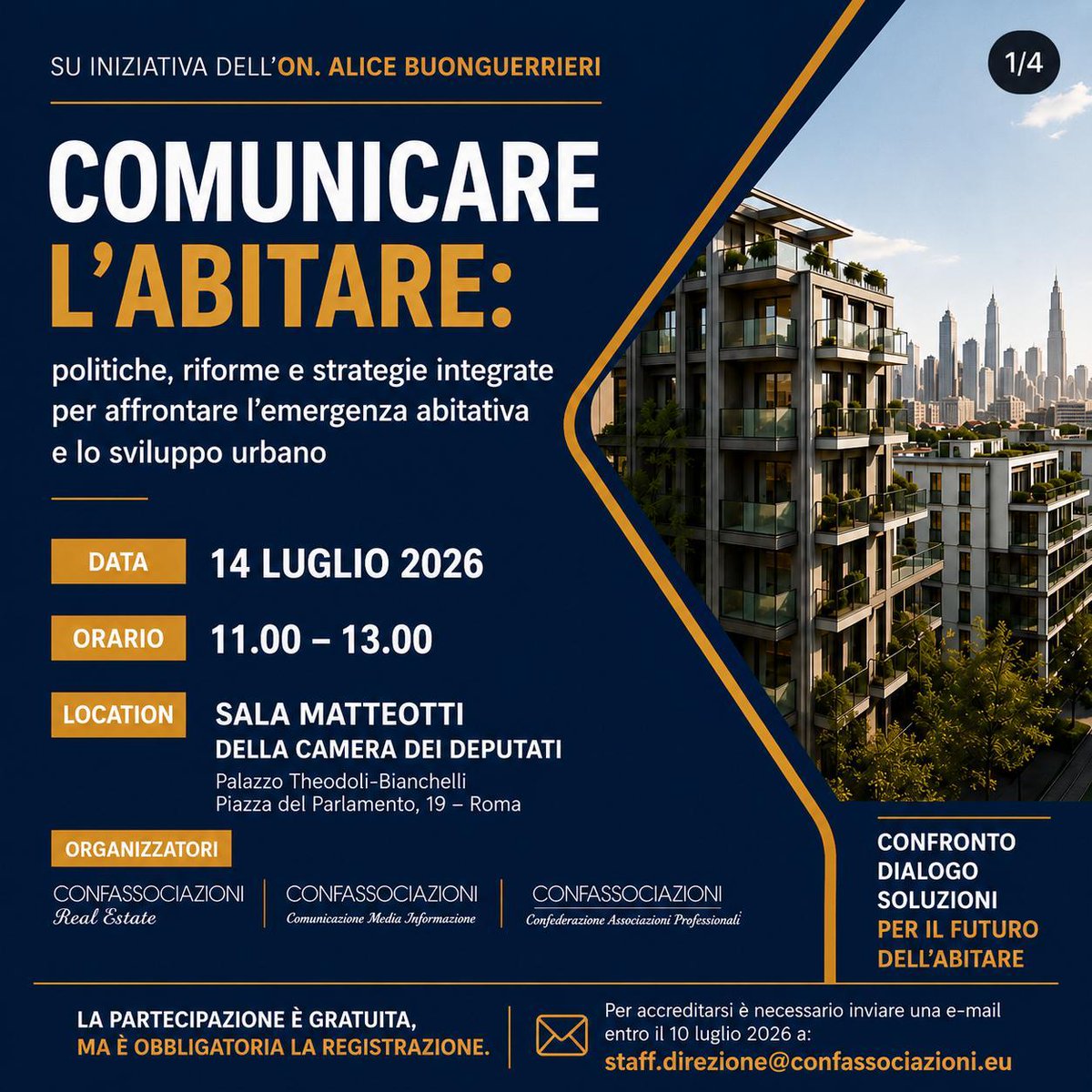 AngeloDeianaTW's tweet photo. Ecco la #locandina definitiva della grande #iniziativa di @ConfAssTW Real Estate del #14luglio alla Sala Matteotti della Camera dei Deputati per un evento su "Comunicare l'abitare" con un super #parterre
#Confassociazioni #laretedellereti #casa #fiaip #casaradio #esserci https://t.co/H15eOj8PIo