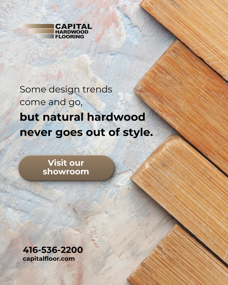 CapitalHardwood's tweet photo. Natural hardwood never goes out of style. Capital Hardwood Flooring offers durable, sustainable floors that bring warmth and character to your home.
https://t.co/XRzI8KwXZD
#HardwoodFlooring #TorontoFlooring https://t.co/PhAh7QdwcK