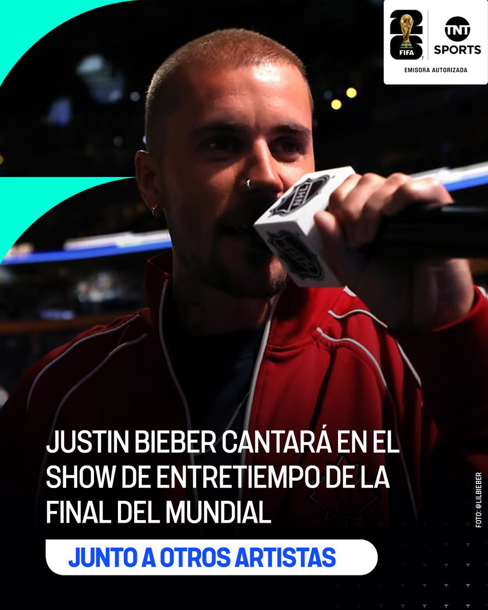TNTSportsAR's tweet photo. JUSTIN BIEBER TOCARÁ EN LA FINAL DEL MUNDIAL 🇨🇦🏆🌎

A través de un comunicado oficial, FIFA dio a conocer los artistas elegidos para brindar el show de entretiempo el próximo 19 de julio y el canadiense será uno de los protagonistas principales junto a Shakira, Madonna y BTS.

🎤 Además, Burna Boy, Gustavo Dudamel y PS 22 Chorus ft. Coldplay también cantarán en Nueva Jersey y formarán parte de la jornada que definirá al campeón de la Copa del Mundo.

¿Qué te parece? 👀

#TNTSportsMundial