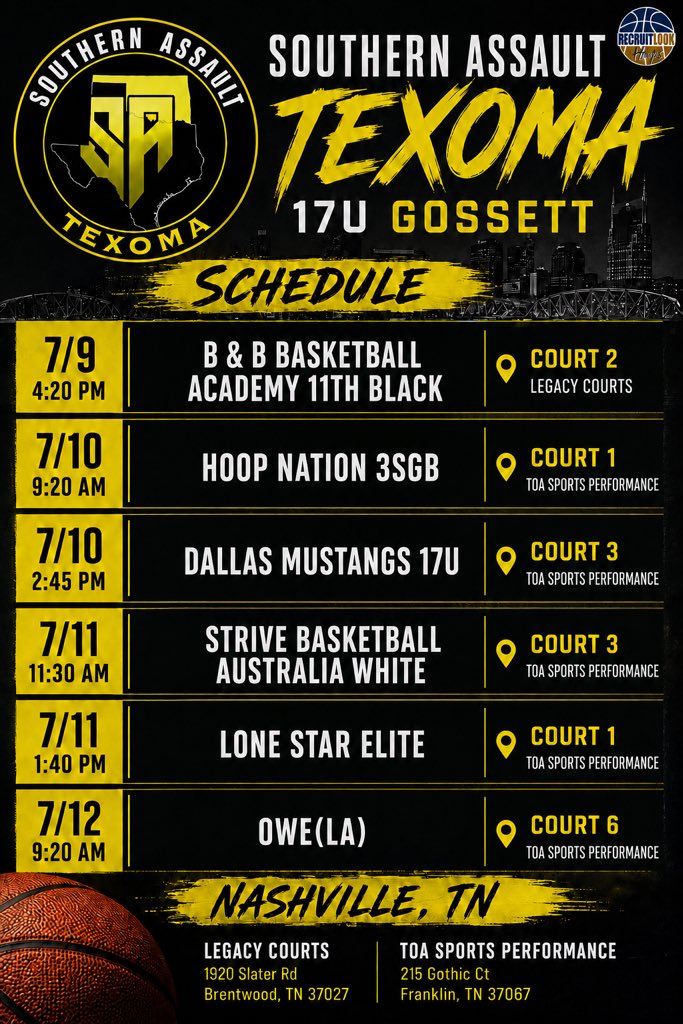 SATexomaHoops's tweet photo. 4 teams traveling to Nashville for @RL_Hoops 

17u- @CoachGossett13 
17u- @paintershawn1 
16u- @CoachPaulHarvey 
15u- @coachkey53 https://t.co/3OmRvpNMUm