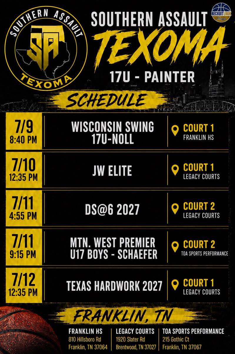 SATexomaHoops's tweet photo. 4 teams traveling to Nashville for @RL_Hoops 

17u- @CoachGossett13 
17u- @paintershawn1 
16u- @CoachPaulHarvey 
15u- @coachkey53 https://t.co/3OmRvpNMUm