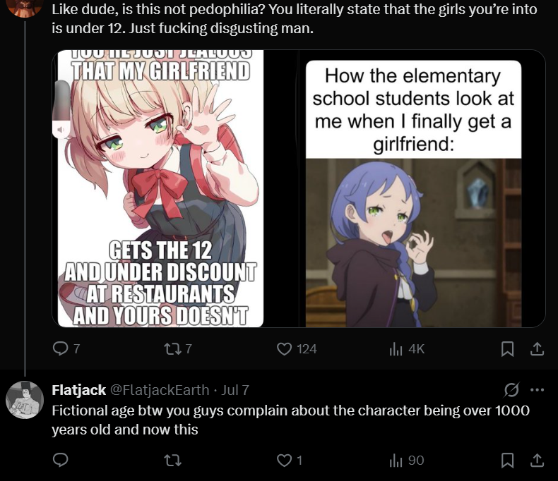 ManCade7194's tweet photo. @FlatjackEarth @kouvsevildead @Lowresrose while im here again, isnt this you, these "memes" lolicons make dont seem to be oddly specific of the traits they like,,, almost like liking childlike things stems from pedophilia https://t.co/xPC9khtUpR