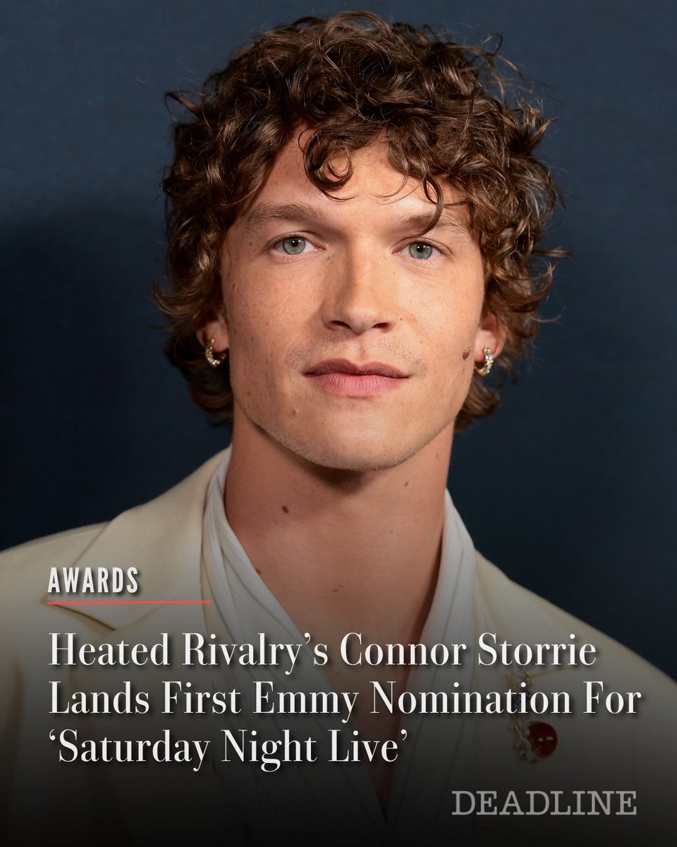 DEADLINE's tweet photo. ‘Heated Rivalry’s Connor Storrie became a first-time Emmy nominee this morning for his hosting on NBC’s ‘Saturday Night Live.’

“‘SNL’ was such a ‘pinch me’ moment in my career. It was a formative part of my life growing up, so to be recognized by the Academy for hosting feels incredibly surreal,” Storrie said in a statement. “I’m so grateful to everyone who made that night possible.”

More details here: https://t.co/kQoTRxiKMo