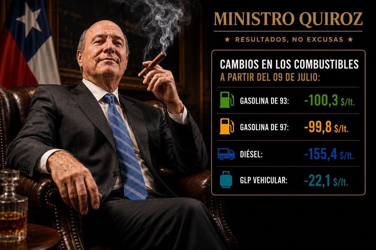 DRESTRUM__Pl's tweet photo. 🔴 CONFIRMADO: Mañana bajarán considerablemente TODOS los combustibles. 

Quiroz lo hizo otra vez 🚬 https://t.co/bmU4A4rPnW